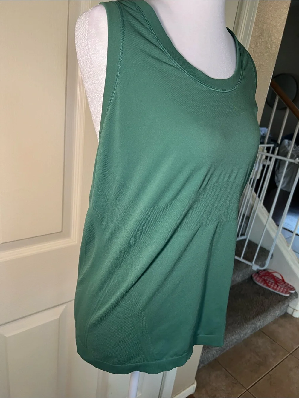 Athleta Green Racerback Mesh Performance Workout Tank - Picture 2 of 6